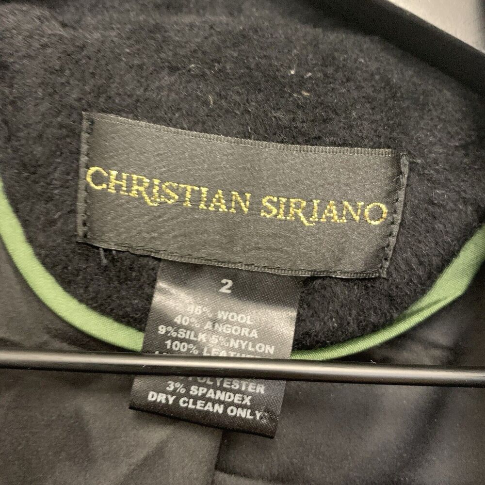 Christian Siriano Wool Leather Trim Black Biker Cropped Jacket Size 2 - Picture 3 of 5